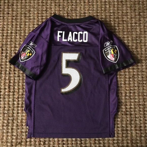 💰 3 for $25 🏷 Kids Rebook Screened Print #5 Joe Flacco Jersey M - Picture 4 of 8